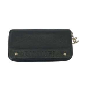 CHANEL Black Caviar Leather Logo Wallet